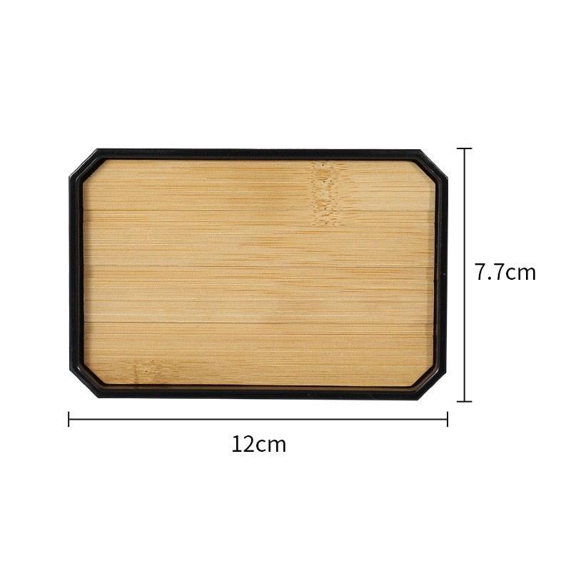 Stevvex bamboo bathroom tray with black frame, 12x7.7 cm on Tampa Home & Garden Store