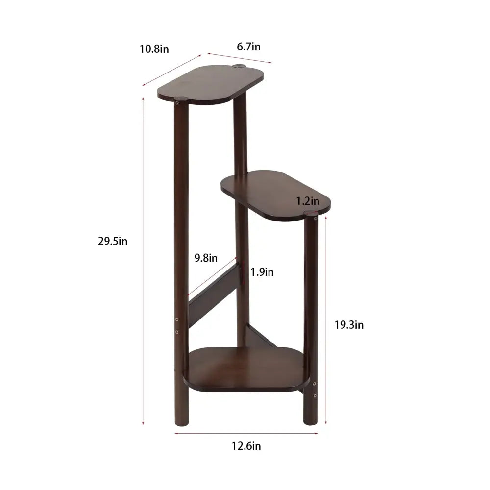 Dark wood bamboo corner plant stand living room 3 tier shelf