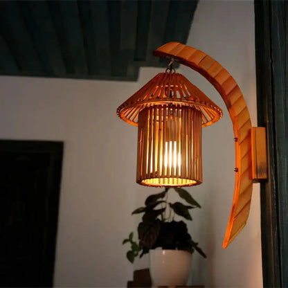 Bamboo country house wall light fixture arched sconce brown by Decorbites on Tampa Home & Garden Store