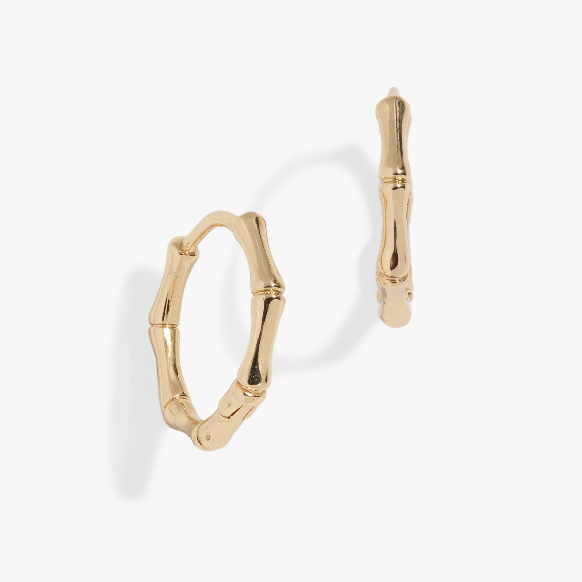 Alex and Ani Bamboo Huggie Earrings, gold-tone bamboo hoop design on Tampa Home & Garden Store