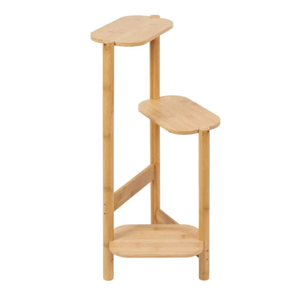 Natural & dark bamboo corner plant stand living room 3-tier rack
