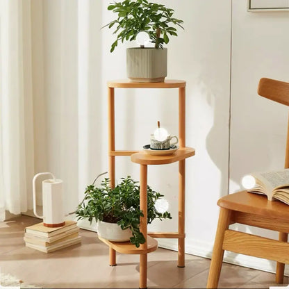 Natural & dark bamboo corner plant stand living room 3-tier rack