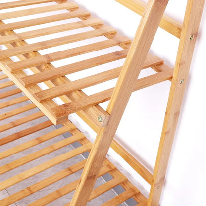 Modern folding light brown bamboo plant stand living room 3 tier shelf