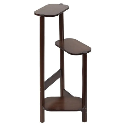 Modern dark wood bamboo tall corner plant stand living room 3 tier