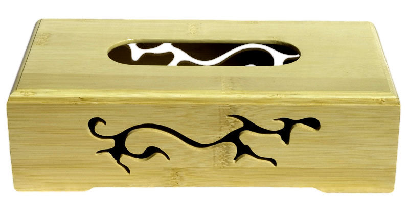 Natural bamboo tissue box with carved vine motif, Spun Bamboo, Home & Garden on Tampa Home & Garden Store