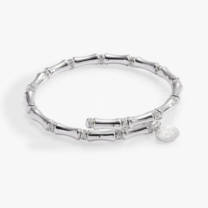Bamboo Wrap Bracelet by Alex and Ani silver-tone metal with crystal accent beads on Tampa Home & Garden Store