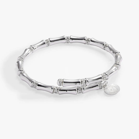 Bamboo Wrap Bracelet by Alex and Ani silver-tone metal with crystal accent beads on Tampa Home & Garden Store