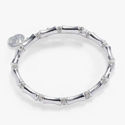 Alex and Ani Bamboo Wrap Bracelet, silver-tone curved links with crystal spacers on Tampa Home & Garden Store