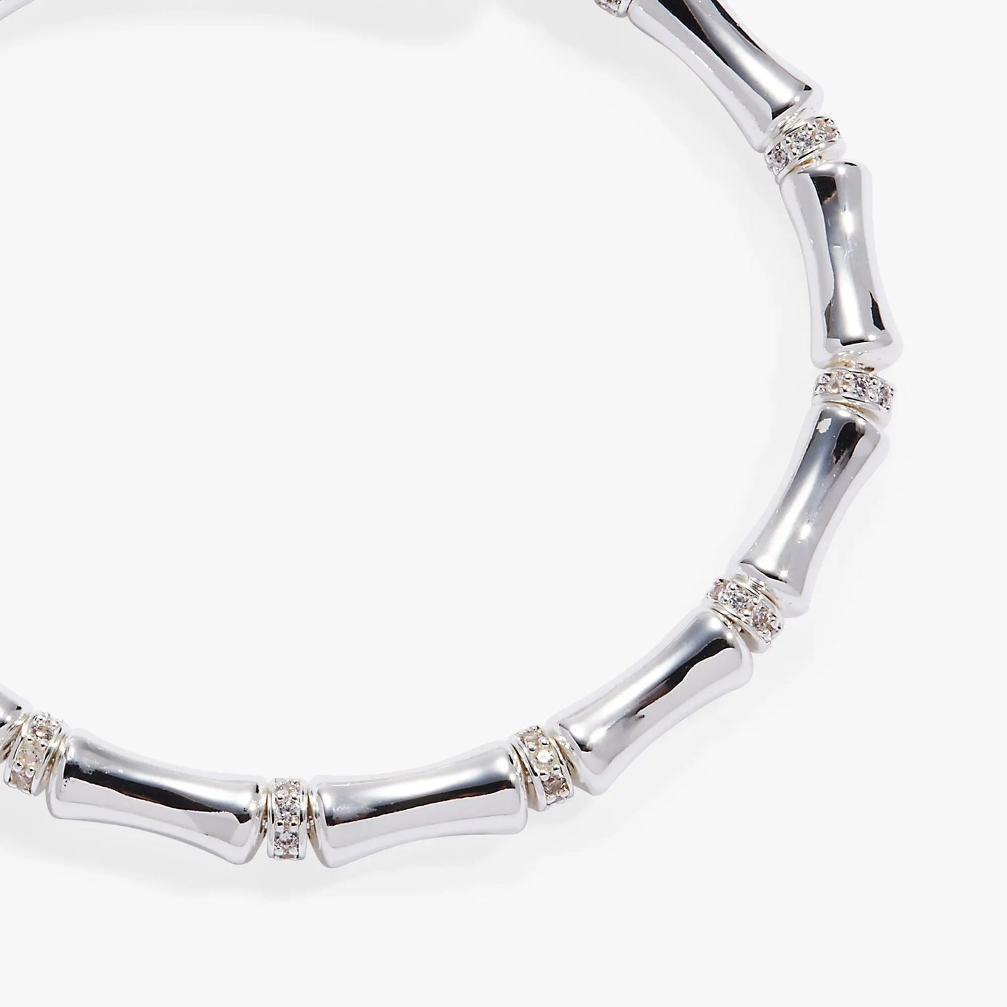 Bamboo Wrap Bracelet by ALEX AND ANI; silver segmented links with crystal pavé spacers on Tampa Home & Garden Store