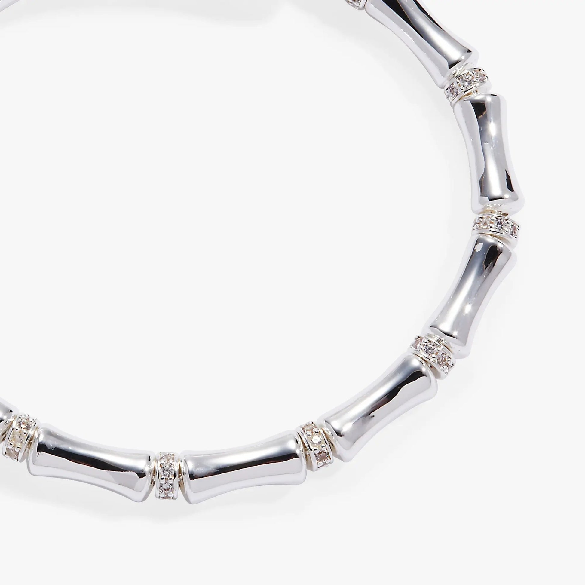 Bamboo Wrap Bracelet by ALEX AND ANI; silver segmented links with crystal pavé spacers on Tampa Home & Garden Store