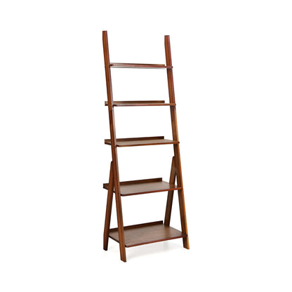 5-Tier Bamboo Ladder Shelf DirectDeals brown bamboo finish ladder bookcase for home use on Tampa Home & Garden Store