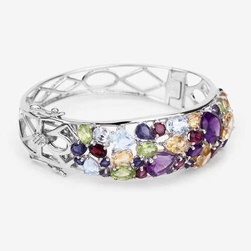 Bangle bracelet by Bids.com in .925 sterling silver with multicolor gemstone accents on Tampa Home & Garden Store