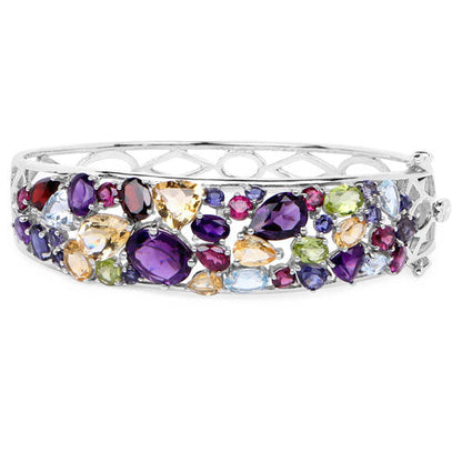 Sterling silver multi-stone bangle bracelet with 21.17 carat multicolor gems, Bids.com on Tampa Home & Garden Store