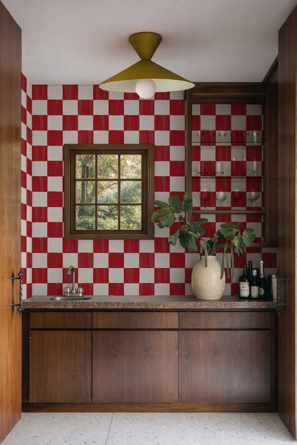 Papel pintado de damas, rojo