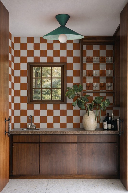 Checkers Wallpaper, rust - Tampa Home & Garden Store