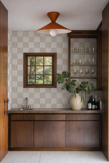 Checkers Wallpaper, tan
