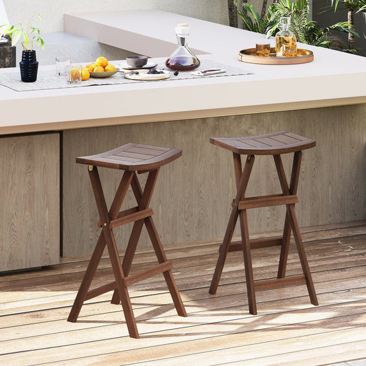 Bar Stools Set of 2 with Saddle Seat and Footrest for Kitchen Island and Balcony - Tampa Home & Garden Store