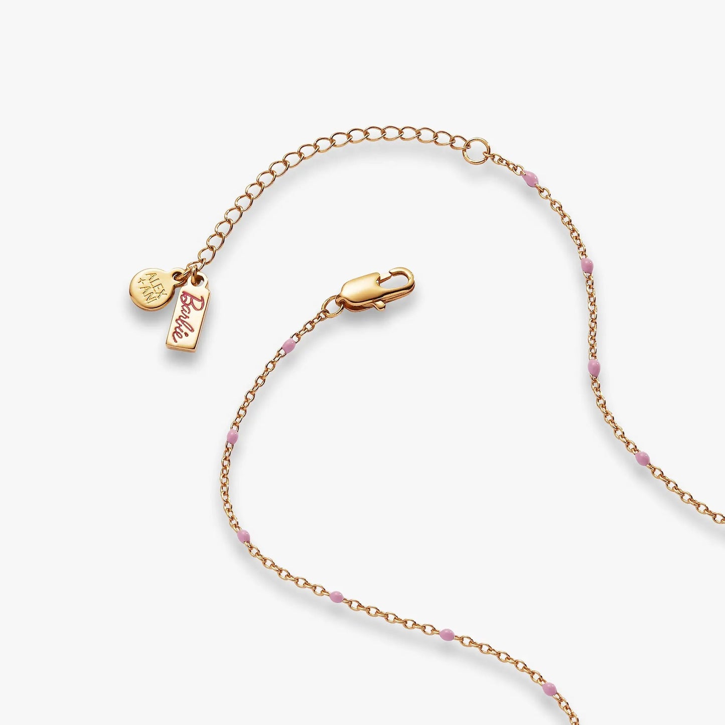 Barbie Cowboy Boot Pendant Necklace by ALEX AND ANI, rose-gold chain with pink beads on Tampa Home & Garden Store
