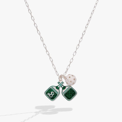 Barbie Pickleball Charm Pendant set of two ALEX AND ANI with green glitter charms and ball on Tampa Home & Garden Store