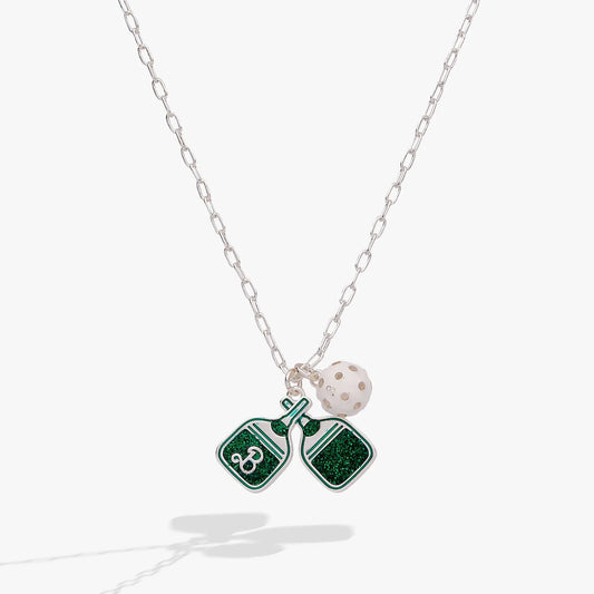 Barbie Pickleball Charm Pendant set of two ALEX AND ANI with green glitter charms and ball on Tampa Home & Garden Store
