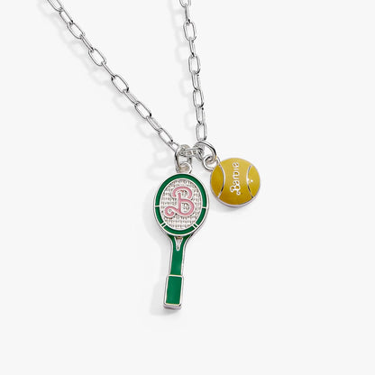 Barbie Tennis Charm Pendant necklace by ALEX AND ANI; silver chain with 3 enamel tennis charms on Tampa Home & Garden Store