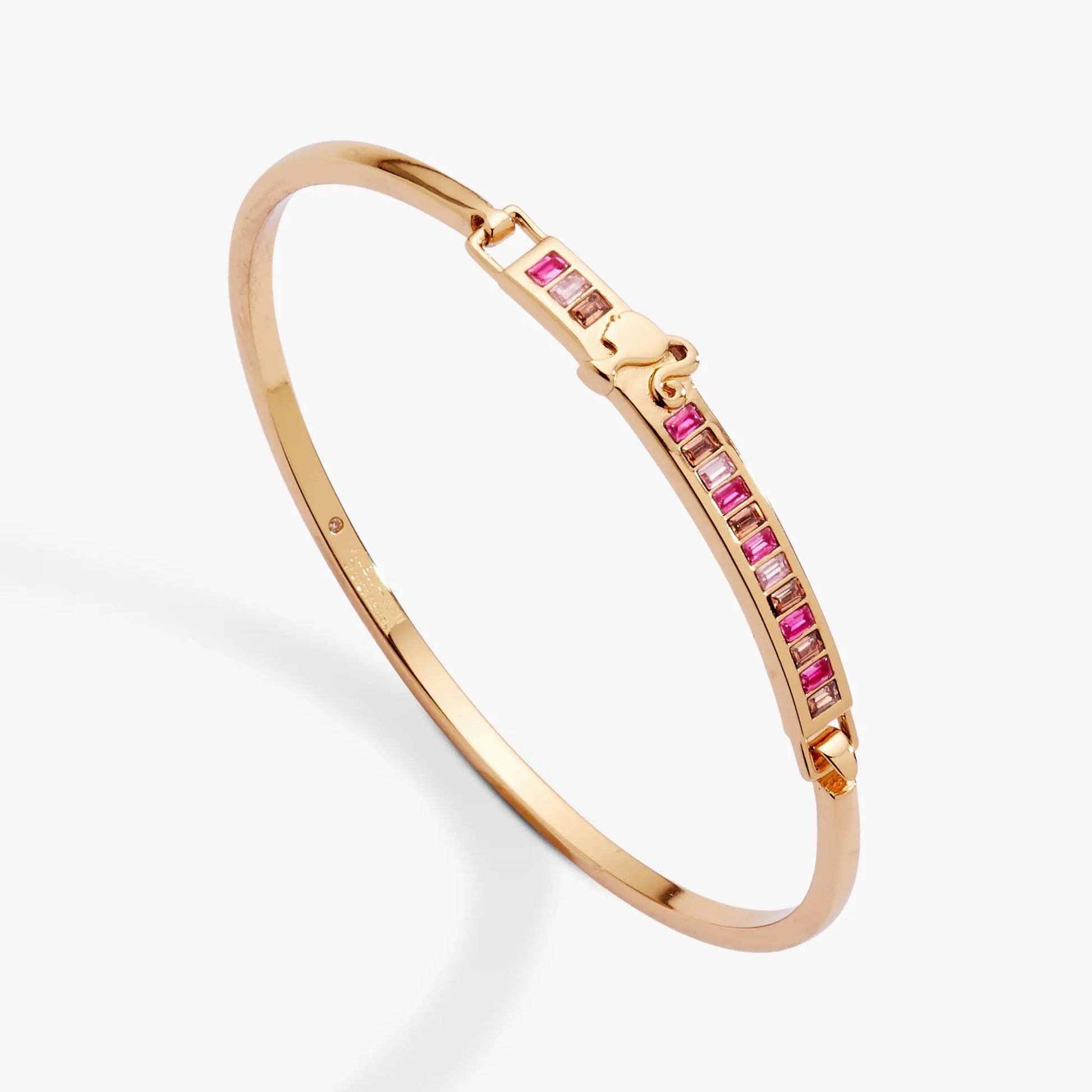 Barbie You Can Be Anything tension bangle in rose-gold tone with pink square stones by Alex and Ani on Tampa Home & Garden Store