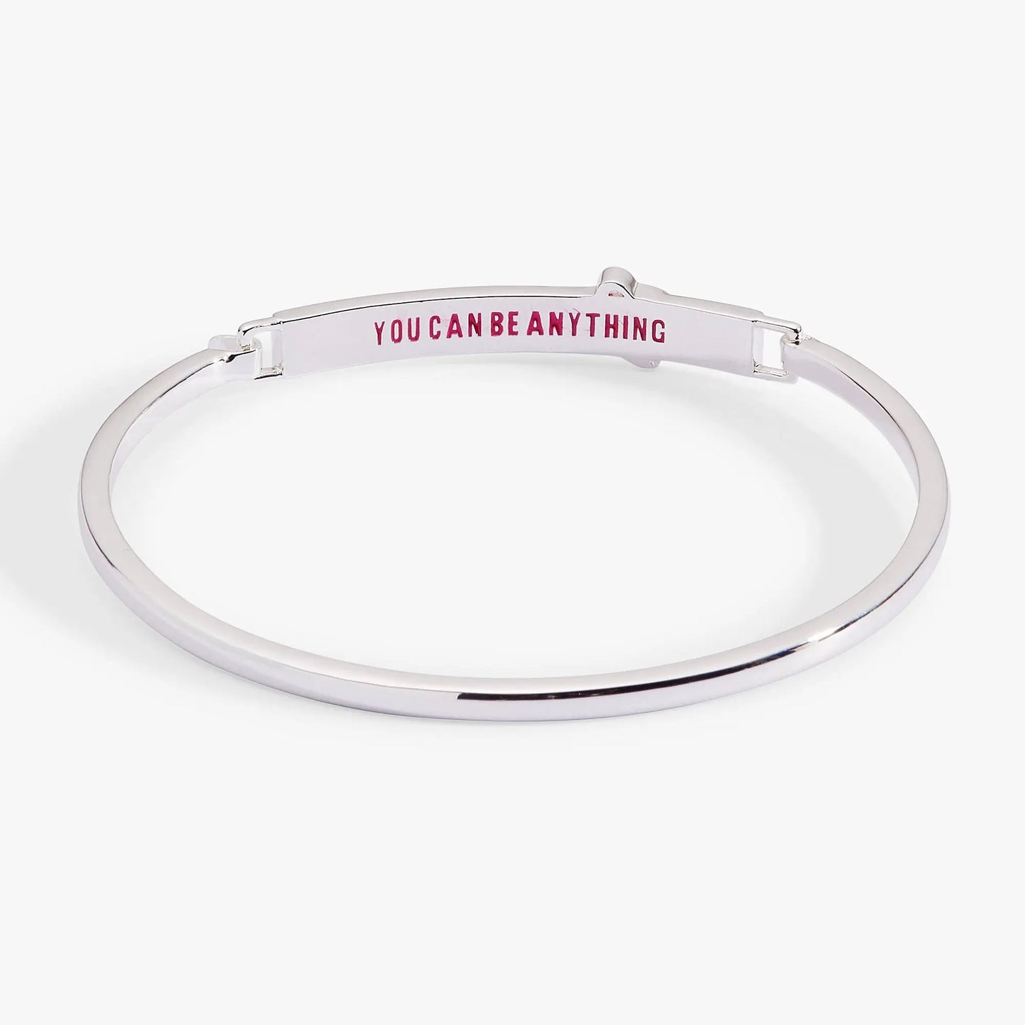 Barbie You Can Be Anything tension bangle bracelet silver-tone with pink YOU CAN BE ANYTHING inscription on Tampa Home & Garden Store