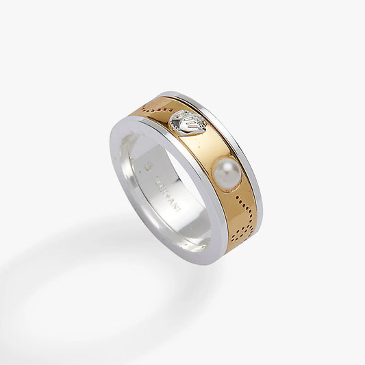 Baseball Fidget Ring by ALEX AND ANI, two-tone gold and silver band with pearl accent on Tampa Home & Garden Store