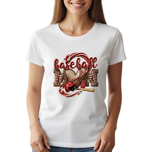 Baseball Mom Heart Graphic Tee For Game Day
