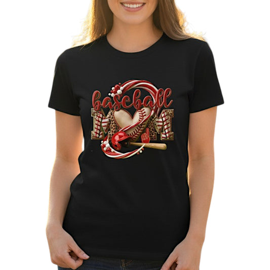 Baseball Mom Heart Graphic Tee For Game Day