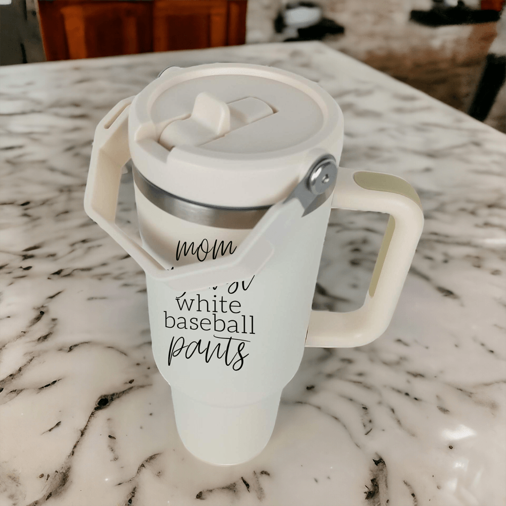 Mom Against White Baseball Pants Tumbler