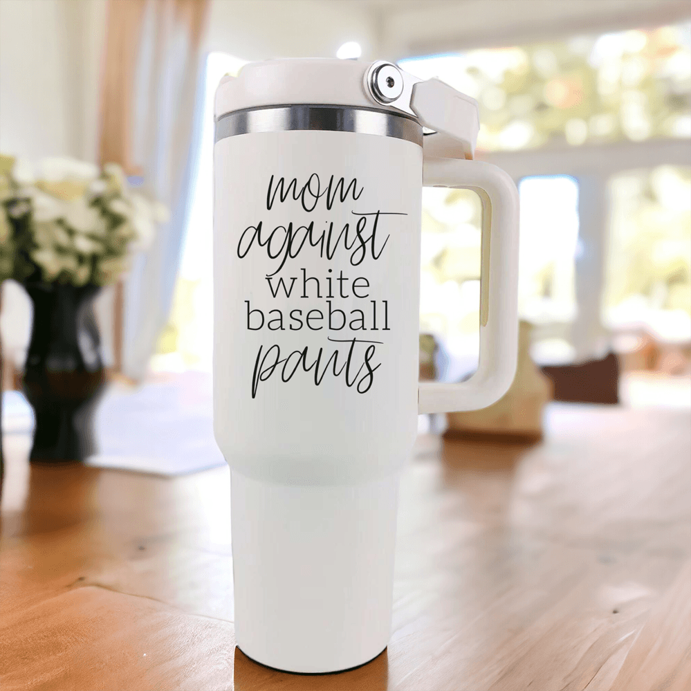 Mom Against White Baseball Pants Tumbler
