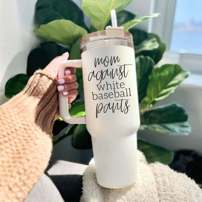 Mom Against White Baseball Pants Tumbler