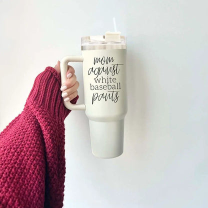 Mom Against White Baseball Pants Tumbler