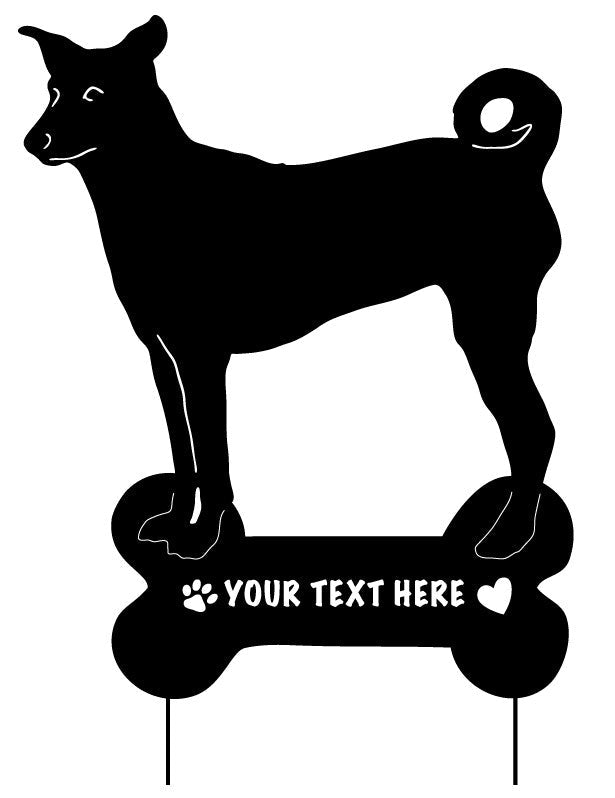 Basenji garden stake silhouette in black with bone-shaped base by Rustica Ornamentals on Tampa Home & Garden Store