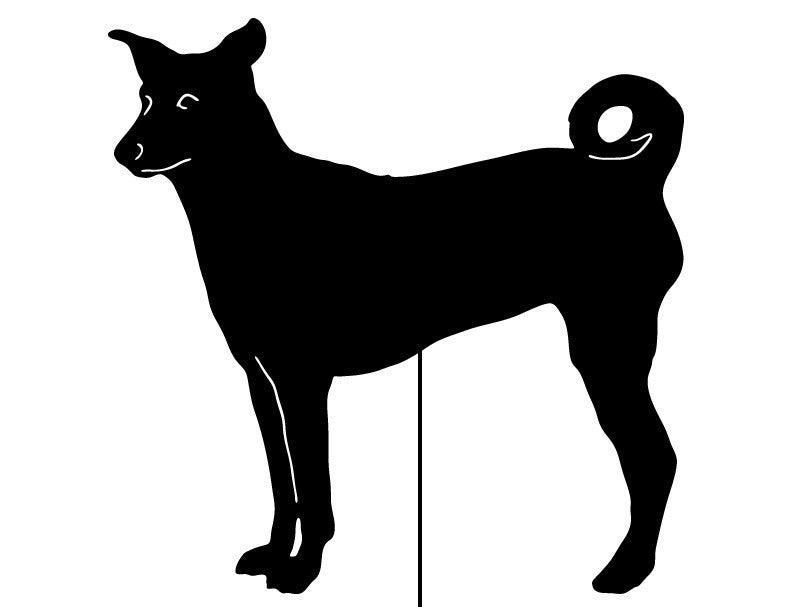Basenji garden stake silhouette in black, Rustica Ornamentals hound dog decor for home & garden on Tampa Home & Garden Store