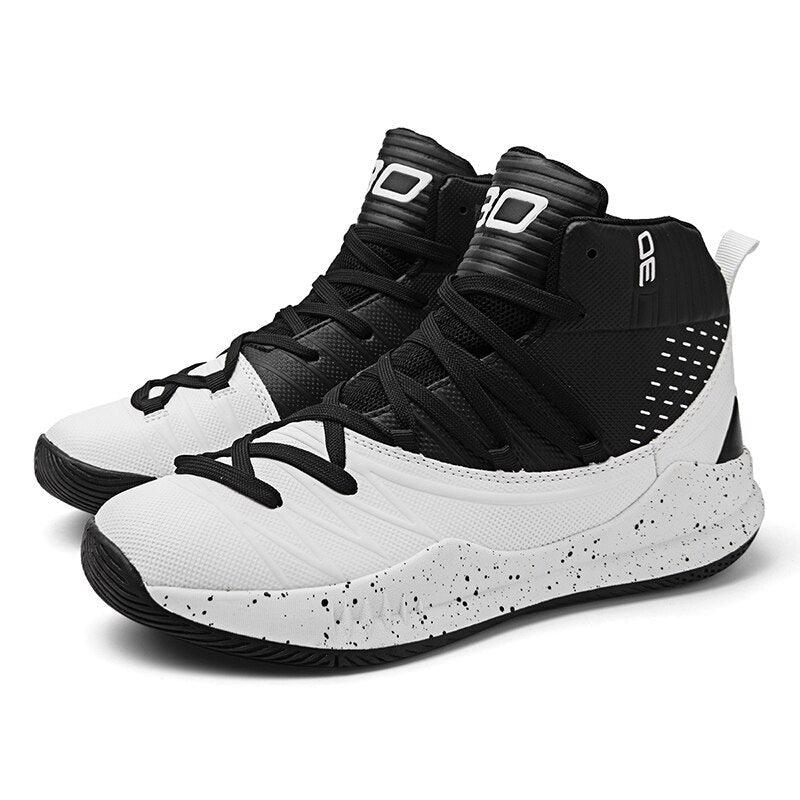 Stevvex basketball shoes black white high-top cushioning breathable outdoor non-slip outsole on Tampa Home & Garden Store