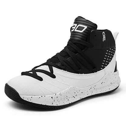 Stevvex basketball sneakers black and white high-top with breathable upper and speckled midsole on Tampa Home & Garden Store