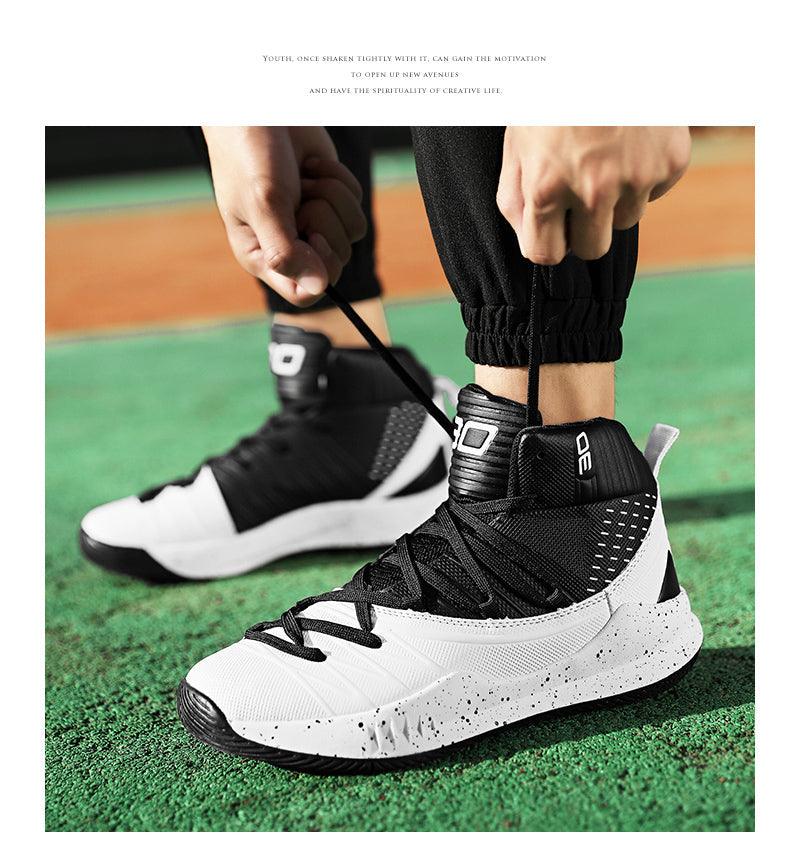 Basketball shoes pair black white ankle-high sneakers with sole Tampa Home & Garden Store on Tampa Home & Garden Store