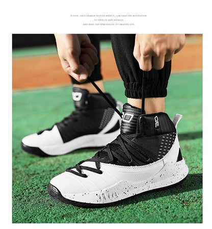 Basketball shoes pair black white ankle-high sneakers with sole Tampa Home & Garden Store on Tampa Home & Garden Store