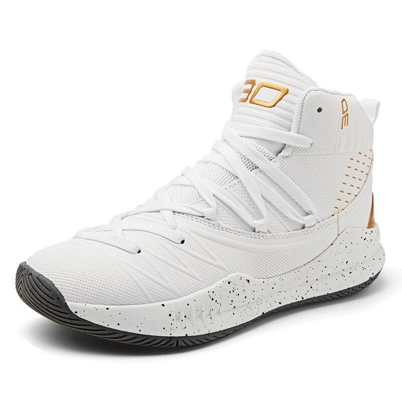 Basketball Shoes Stevvex white high-top cushioned breathable upper non-slip outsole on Tampa Home & Garden Store