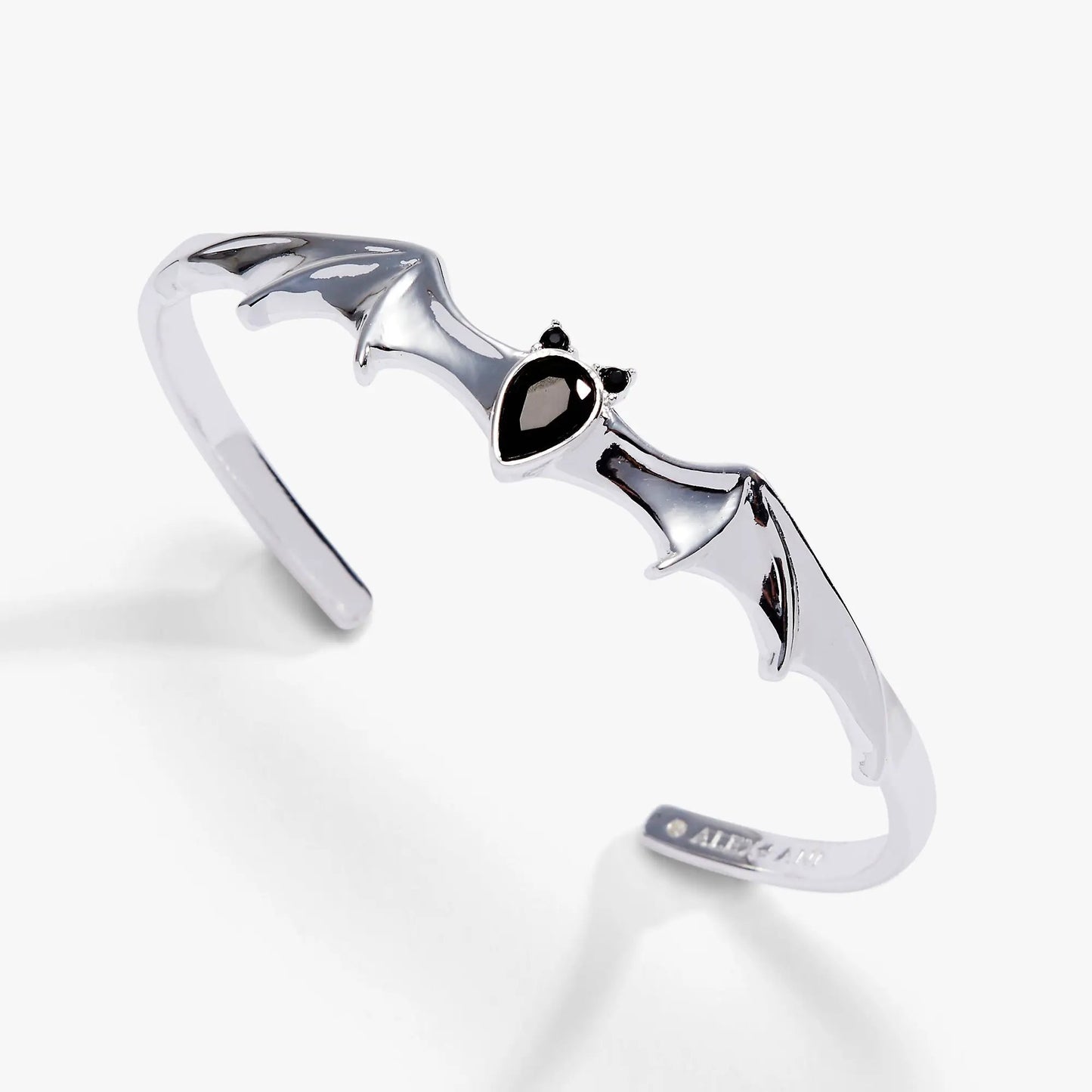 Crystal Bat Cuff bracelet silver-tone by Alex and Ani with black stone bat accent on Tampa Home & Garden Store