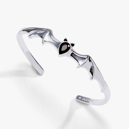 Crystal Bat Cuff bracelet silver-tone by Alex and Ani with black stone bat accent on Tampa Home & Garden Store