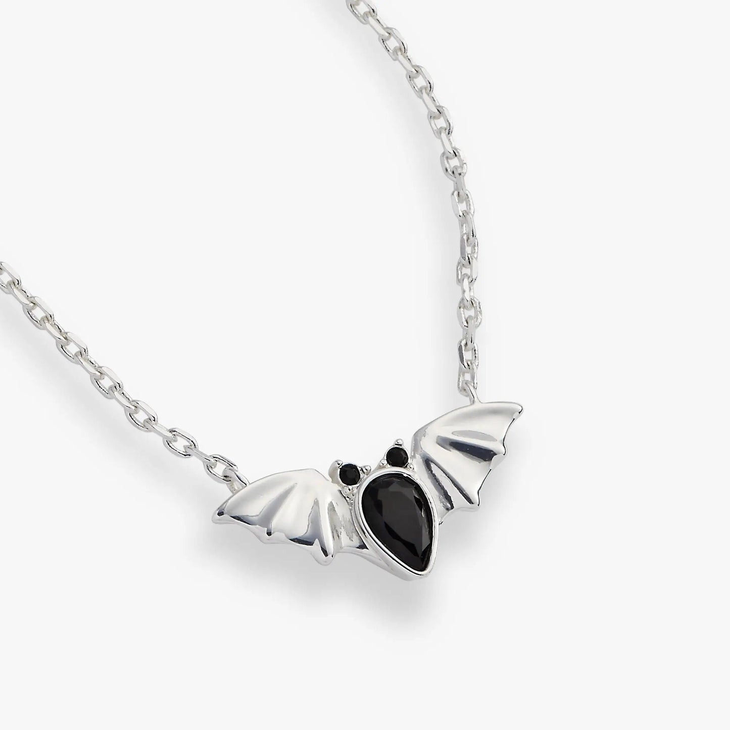 Crystal Bat Pendant Necklace by ALEX AND ANI, silver-tone bat with black stones on Tampa Home & Garden Store