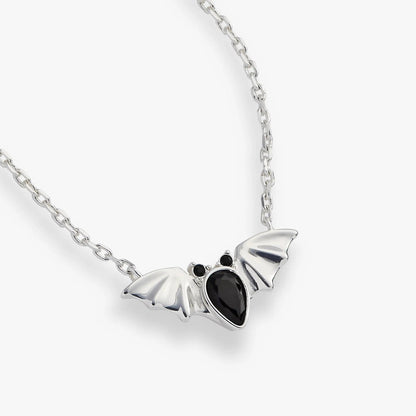 Crystal Bat Pendant Necklace by ALEX AND ANI, silver-tone bat with black stones on Tampa Home & Garden Store
