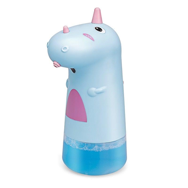 Stevvex dinosaur automatic foam soap dispenser blue with pink accents for kids bathroom on Tampa Home & Garden Store