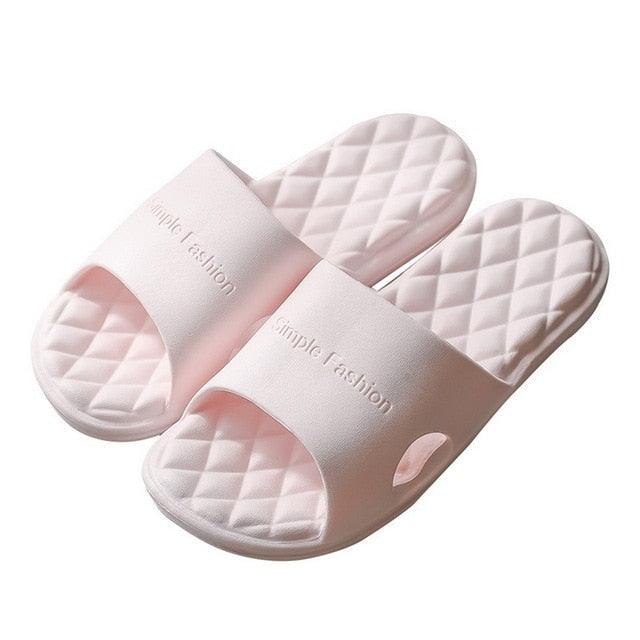 Pink quilted women's slide slippers, open-toe, soft sole, anti-slip indoor use on Tampa Home & Garden Store