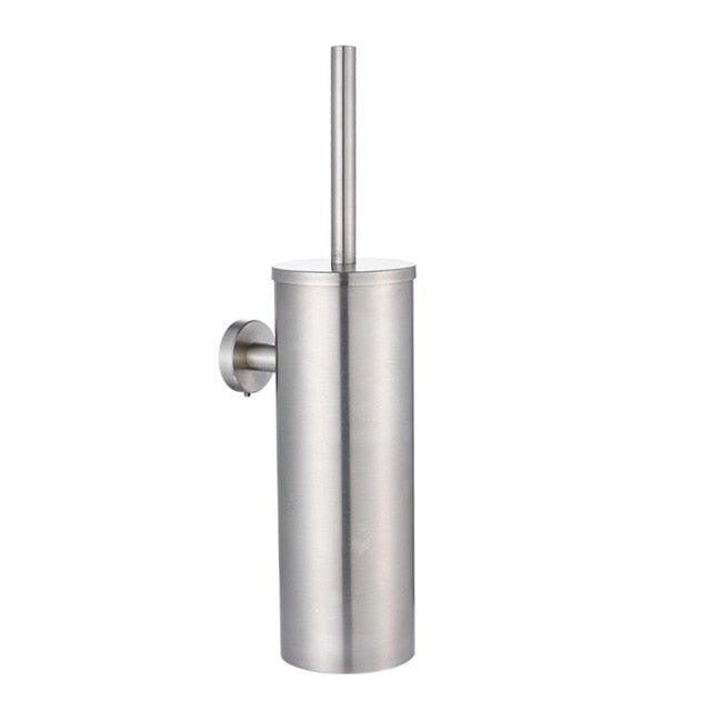 Stainless steel wall-mount toilet brush holder with brushed finish and wall bracket Stevvex on Tampa Home & Garden Store