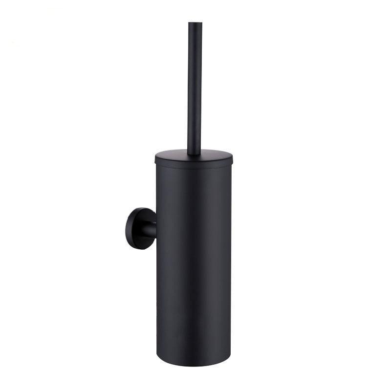 Matte black wall-mount toilet brush holder with cylindrical canister on Tampa Home & Garden Store