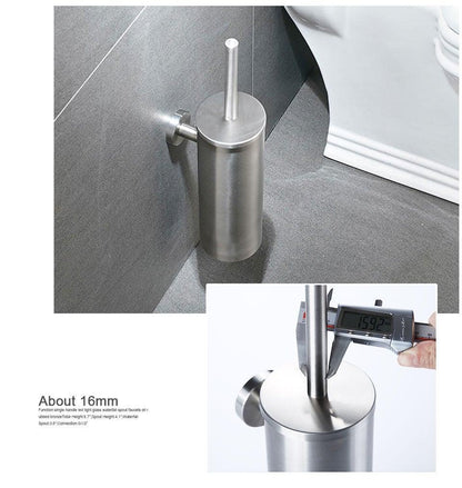 Toilet brush holder Stevvex, wall-mount, cylindrical brushed metal canister on Tampa Home & Garden Store